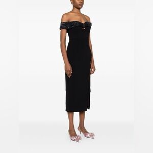 self portrait BLACK CREPE BOW MIDI DRESS size 4